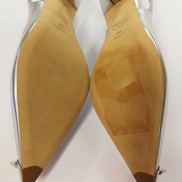 NEW ALEXANDER MCQUEEN Leather Court Shoes US10 SILVER Punk Spike Stud - Picture 10 of 10